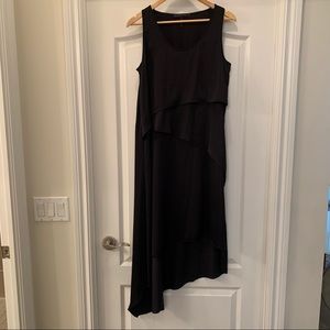 Black BCBG Max Azria asymmetrical Reese dress.